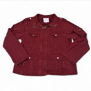 Thread & Supply Utility Jacket Womens 1X Maroon Cargo Outdoor Preppy Plus Winter